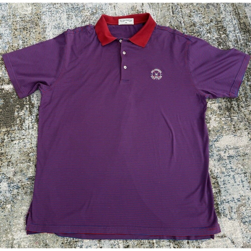 Belvedere golf club Polo Men’s XL Supima Cotton Red Purple EUC